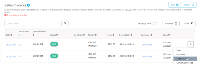 Sales Invoices