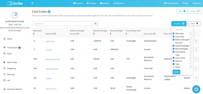 Cost Codes