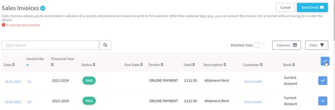 Sales Invoices